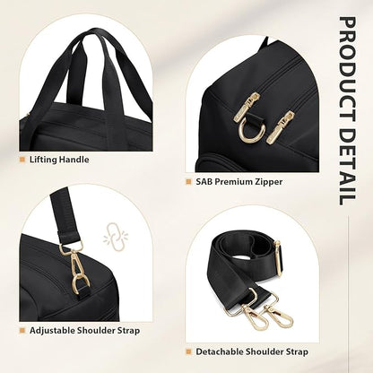 VNINE Duffle Bag for Women Men Travel Bags with Shoes Compartment Carry On Weekender Bag Airlines Approved Duffel Bag with Wet Pocket Water Resistant Overnight Sports Workout Dance Bags