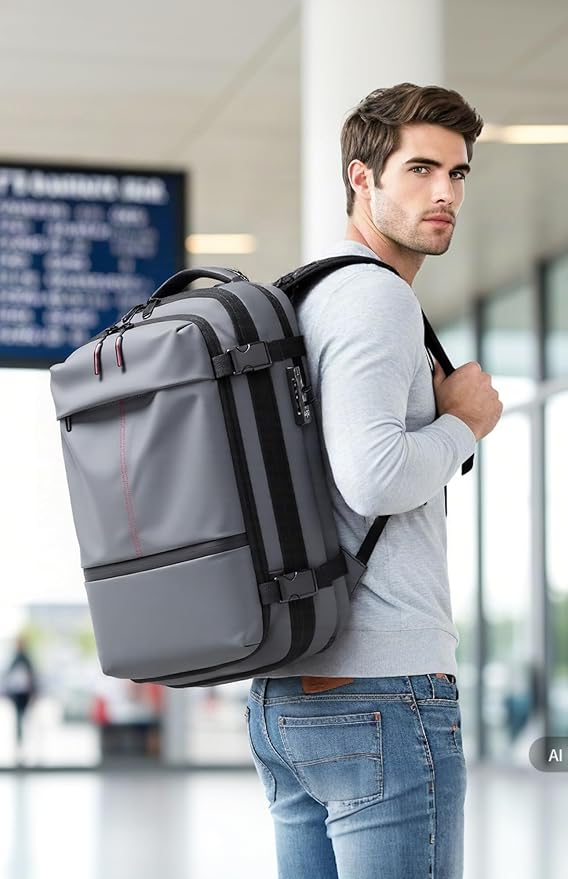 Vacuum Seal Backpack Travel with Built-in Pump 80L Expandable Travel Backpack with Vacuum System, TSA Lock Water Resistant Carry-On Backpack