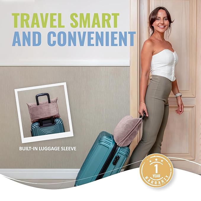 BOACAY Soft & Warm Travel Blanket for Airplane & Car - Long Flight Essential for Women, Men, Kids - Compact Pillow with Luggage Sleeve & Backpack Clip