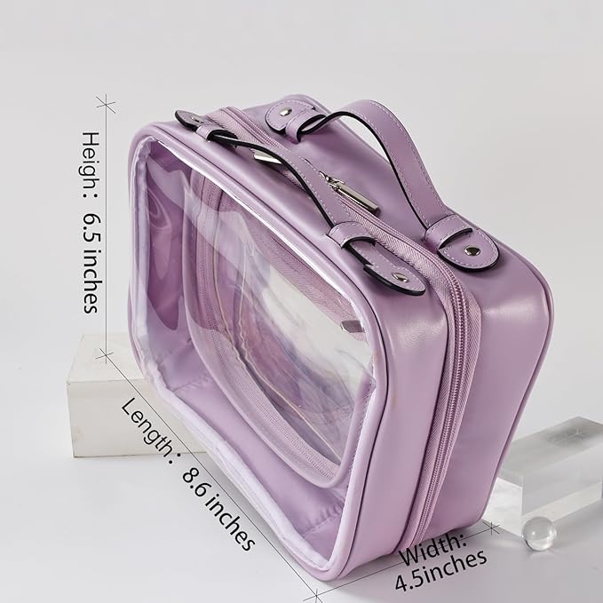 SANHECUN traveling toiletry Case large clear cosmetics case makeup bag (Purple, Small)