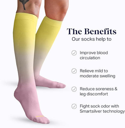 Comrad Nylon Knee High Socks - 15-20mmHg Graduated Compression Socks - Soft & Breathable Support Unisex Socks