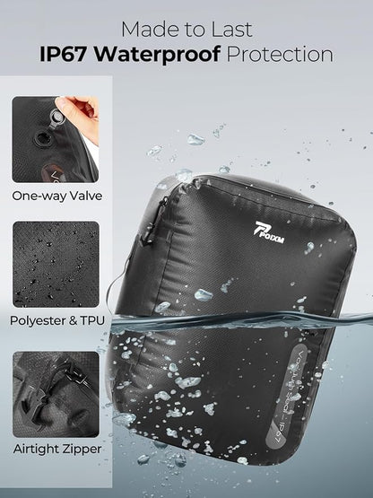 Vacuum Bags for Travel with Pump, Reusable Space Saver Bag, IP67 Waterproof Vacuum Packing Cubes for Travel Suitcases and Backpack (3PC + PUMP)