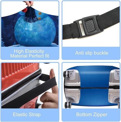 Blue Snowman Luggage Cover, Washable Christmas Suitcase Cover, Travel Suitcase Protector Anti-scratch Bag Cover Holiday Travel Christmas Gift,XL