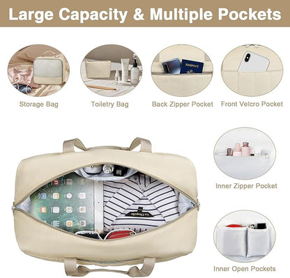 IBFUN Weekender Bags for Women, Travel Duffle Bag with Shoe Compartment Carry on Weekender Overnight Duffel for Weekend Travel Business Trip 3PCS