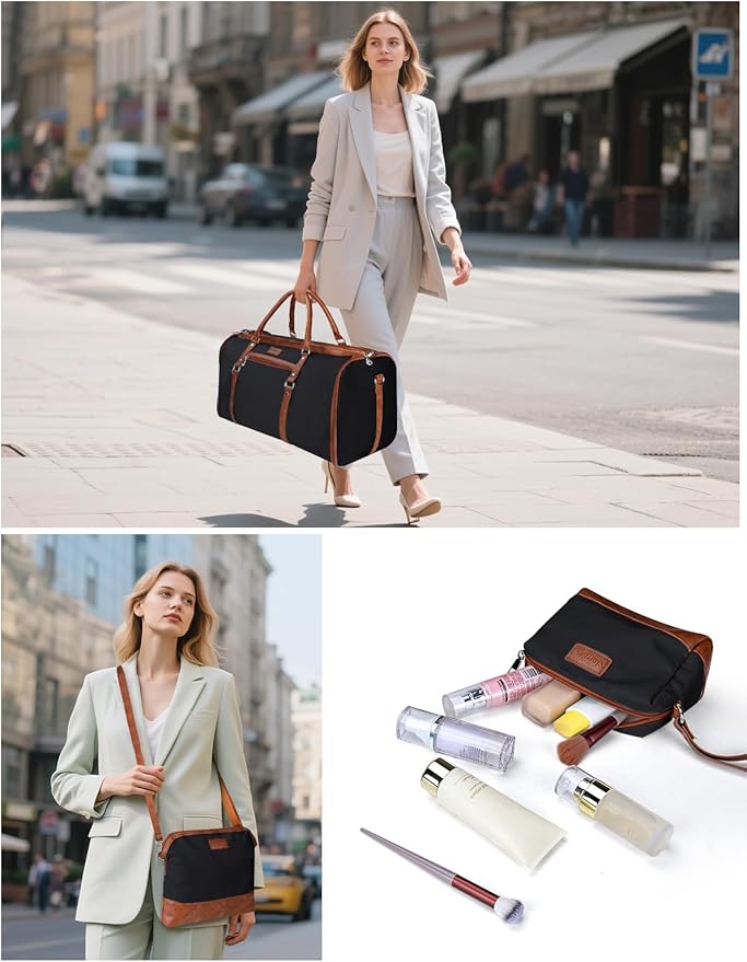 Noozion Convertible Garment Duffel Bag for Travel - Carry On Garment Bags With Toiletry Bag Large Weekender Bag for Men Women 2 in 1 Hanging Suitcase Suit Travel Duffel Overnight Bags