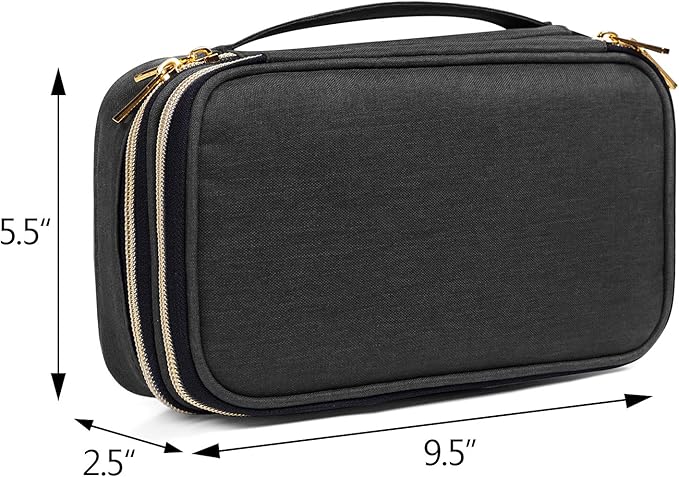 Teamoy Double Layer Jewelry Organizer, Jewelry Travel Case for Rings, Necklaces, Earrings, Bracelets and More(Medium, Black)