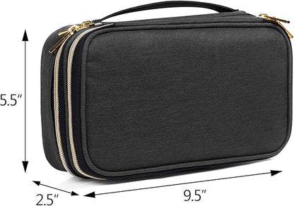 Teamoy Double Layer Jewelry Organizer, Jewelry Travel Case for Rings, Necklaces, Earrings, Bracelets and More(Medium, Black)