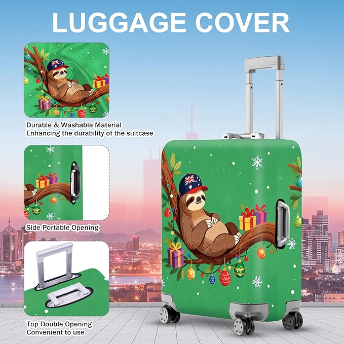 FOREVER QUEEN Brown sloth Luggage Cover Suitcase Protector Suitcase Cover Anti-Scratch,Stretchable Bag Cover Washable Durable Polyester