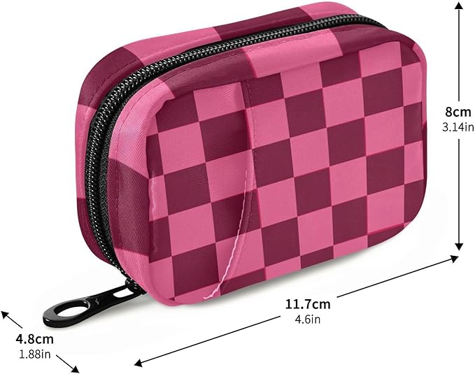 Checkered Hot Pink Cute Pill Organizer Weekly Travel Pill Box 7 Day Large Capacity Pill Dispenser Case with 8 Pill Container Daily Pill Box Organizer Vitamin Holder Pill Bot
