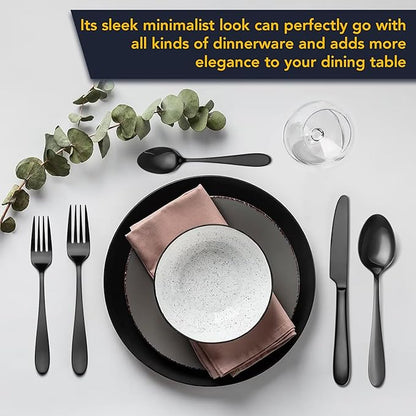 40 Piece Black Silverware Set Service for 8, EIUBUIE Premium Stainless Steel Black Cutlery Set, Mirror Polished Flatware Sets, Modern Kitchen Eating Utensils Sets Include Forks Spoons Knives