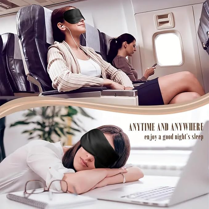 100% 6A Mulberry Silk Eye Sleep Mask for Side Sleepers-FSA Eligible Blackout Eye Mask for Sleep, Reduces Migraines & Puffy Eyes, Travel Office Airplane Use, Ideal Gift for Women & Men