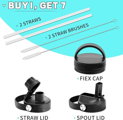 HYDROWION Stainless Steel Water Bottles,Insulated Water Bottle 40 oz (Cold 48 hrs, Hot 24 hrs), Water Tumbler with Leak Proof Straw Lid, Spout Lid and Flex Cap,Double Wall Travel Tumbler Cup, Mint