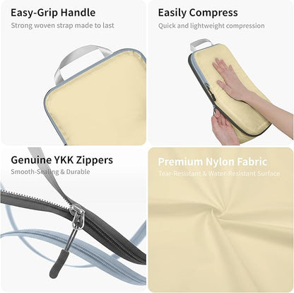 Cipway Compression Packing Cubes for Travel Ultralight Expandable Packing Organizers with Laundry & Toiletry Bag for Carry on Luggage (Vanilla Cream 6 Set)