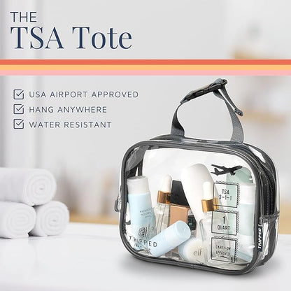 Toiletry Bag Kit Set: Hanging Travel Toiletry Bag + 311 TSA Cosmetic Liquid Bag + Ultralight Accessory Organizer Pouch