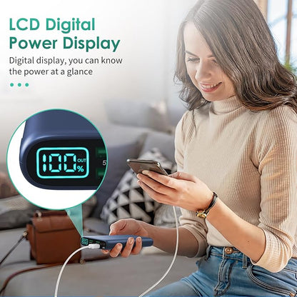 Portable Charger 38800mAh,LCD Display Power Bank,5 USB Outputs Battery Pack Backup, USB-C 3A in&out Travel Essential Portable Phone Charger For iPhone 17/16/15/14/13 Pro/12,Android Samsung Galaxy-Blue