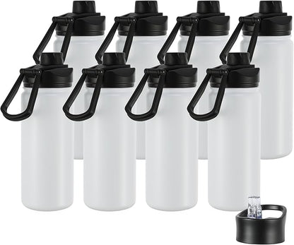 16 oz Insulated Water Bottle with Straw Lids, Stainless Steel Kids Water Bottles for School, Double Wall Vacuum Metal Water Bottle with Straw & Wide Mouth Lid, Polar 8 Pack