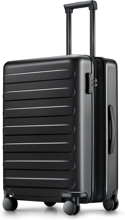 NINETYGO Carry On Luggage 22x14x9 Airline Approved, 20 Inch Luggage with Smooth Spinner Wheels, Expandable, Hard Shell PC Suitcase, Lightweight Travel Luggage, TSA Approved (Black, Rhine Max)
