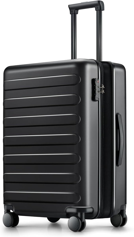 NINETYGO Carry On Luggage 22x14x9 Airline Approved, 20 Inch Luggage with Smooth Spinner Wheels, Expandable, Hard Shell PC Suitcase, Lightweight Travel Luggage, TSA Approved (Black, Rhine Max)