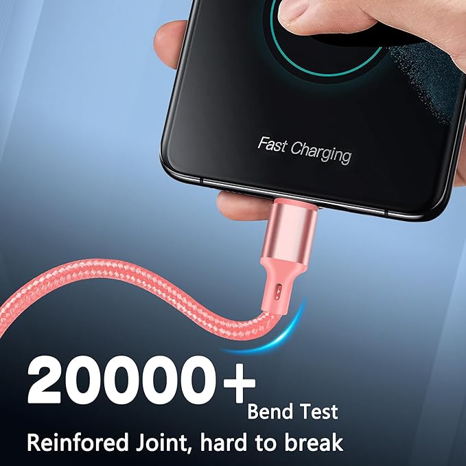 USB C to USB C Charger Cable, 5 Pack [3/3/6/6/10ft] Type C Fast Charging Cord High Data & Transfer Wire Compatible for iPhone 16/15/Pro/Plus/Pro Max iPad Pro Air 5 Samsung Galaxy(Pink)