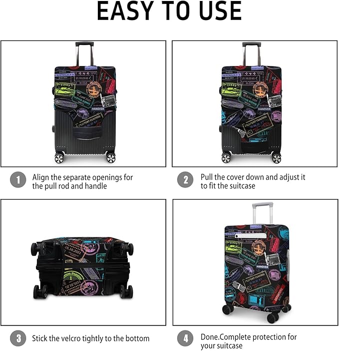 World Landmarks Travel Luggage Cover, Travel-Themed Suitcase Protector Stretchable, Washable Travel Suitcase Cover (M for 22-24 Inch Luggage)