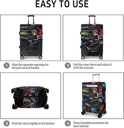 World Landmarks Travel Luggage Cover, Travel-Themed Suitcase Protector Stretchable, Washable Travel Suitcase Cover (XL for 29-32 Inch Luggage)