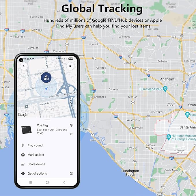 ATUVOS Dual System Air Card Tag Pro 1 Pack, Rechargeable Wallet Tracker Work with Android Google Find Hub or iOS Apple Find My APP (Huawei not Supported), Smart Item Finder Locator for Wallet/Luggage