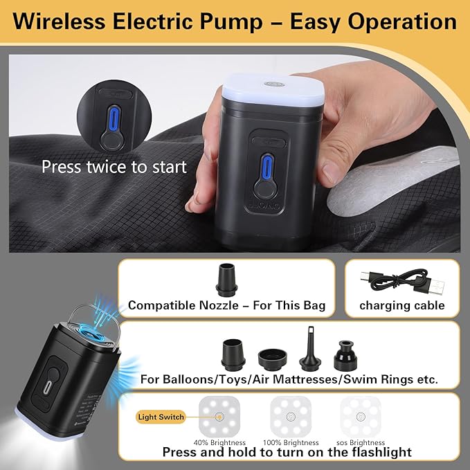 2 Pack vacuum seal bags for clothing, Travel Vacuum Bags with Pump, Reusable Compreesion Storage Bags luggage & Closet, Portable Space Save Bags, Waterproof & Durable