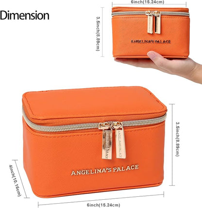 Angelina's Palace Jewelry Organizer Case Bridesmaid Gifts Travel Bag Vegan Leather Box for Necklace Earring Bracelet Ring(light terracotta)