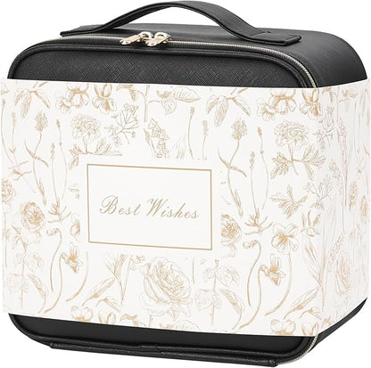 Chomeiu Makeup Bag with LED Mirror, Travel Makeup Case for Women and Makeup Artists Cosmetic Organizer Large Make Up Bags with Light Up Mirror, 3 Color Lights, Adjustable Dividers and Brush Holder