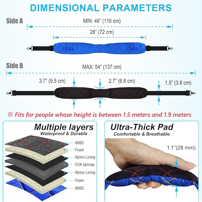 2 in 1 Anti-theft Bag Shoulder Strap with Pockets, 54 inch Travel Belt Ultra-Wide and Thick, Comfort and Stylish