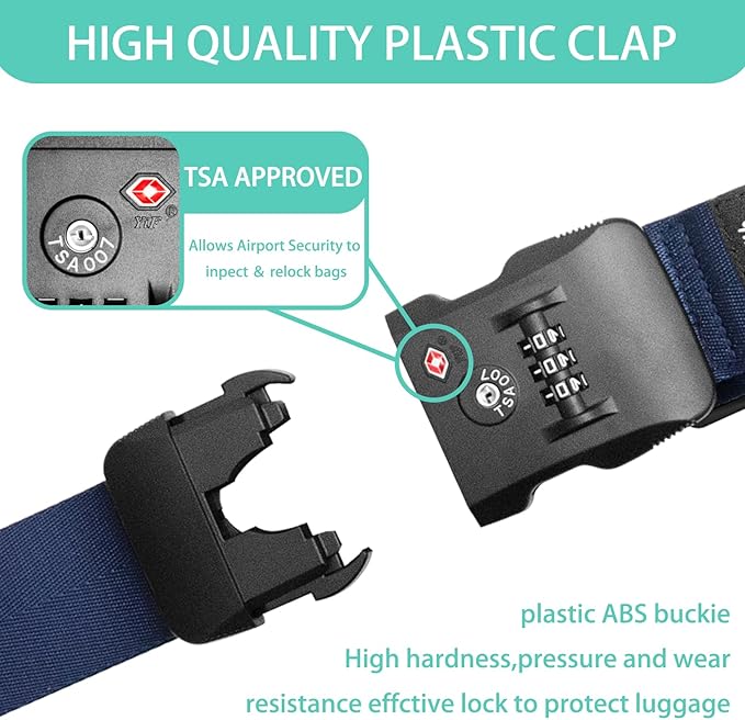 Cross Luggage Strap Belt for 20"-32" Suitcase with TSA Approved 3-Dial Combination Lock Wide Adjustable Packing Straps Travel Accessories, Red