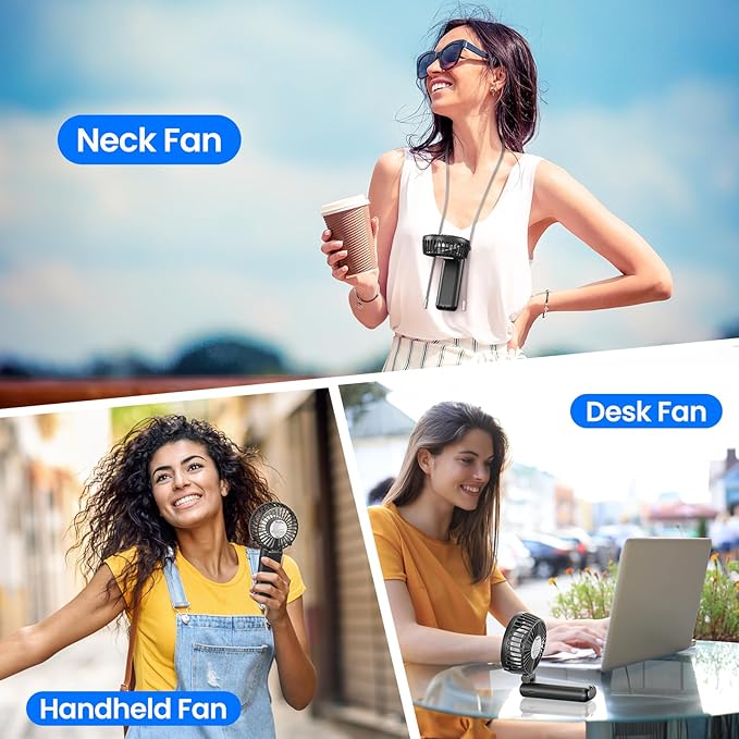 HandFan 5200mAh Upgraded Handheld Fan, 5 Speeds Strong Airflow Hand Fan [27 Working Hours], 180° Foldable Compact Design Personal Fan Handheld with Lanyard for Travel/Disney/Concerts/Women(Black)