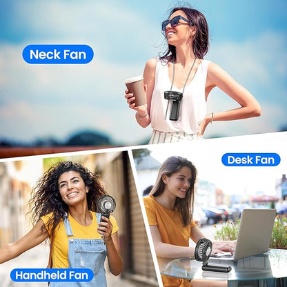 HandFan 5200mAh Upgraded Handheld Fan, 5 Speeds Strong Airflow Hand Fan [27 Working Hours], 180° Foldable Compact Design Personal Fan Handheld with Lanyard for Travel/Disney/Concerts/Women(Black)