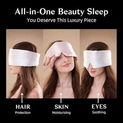 Silk Sleep Mask for Women and Men, Side Sleeper, 22 Momme Pure Mulberry Silk Total Blackout 100% Mulberry Eye Mask with Adjustable Headband Full Size, Eye Masks for Sleeping and Travel