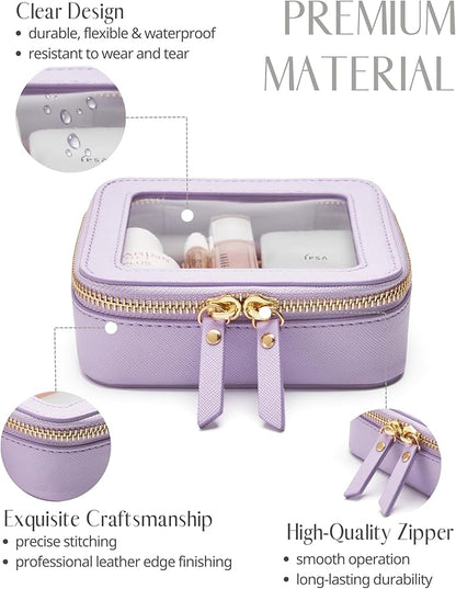 Popvibe Clear Makeup Bag Travel Cosmetic Case Transparent Toiletry Bag with Zipper, Portable Make Up Organizer Traveling Compact Car Bag for Essentials