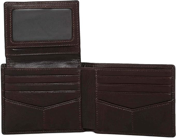 Fossil Men's Derrick Leather RFID-Blocking Bifold Passcase with Removable Card Case Wallet
