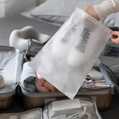200 Pcs Dust Proof Shoe Bag, Non Woven Shoe Storage Bags for Men and Women, Drawstring White Shoes Pouch Storage for Travel (12.8 x 18.9 Inch)