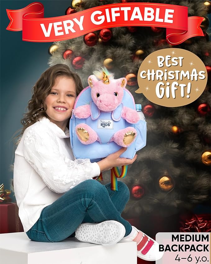 Naturally KIDS Pink Unicorn Toys for Girls Age 4-6, Gifts for 5 Year Old Girls, Toddler Unicorn Backpack