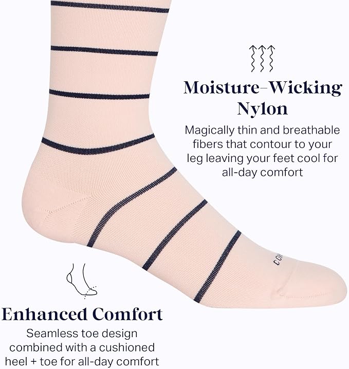 Comrad Nylon Knee High Socks - 15-20mmHg Graduated Compression Socks - Soft & Breathable Support Unisex Socks