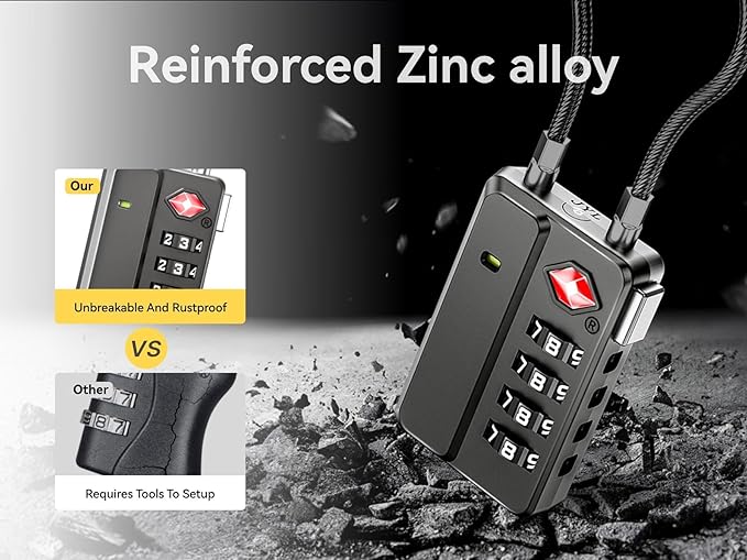 LUGGEX TSA Locks for Luggage, One-Button Reset TSA Approved Luggage Locks, Suitcase Locks, Ease of Use & Durable