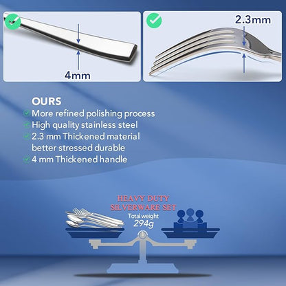 20 Piece Silverware Set for 4, EIUBUIE Premium Stainless Steel Cutlery Set, Mirror Polished Flatware Sets Heavy Duty and Solid, Modern Kitchen Eating Utensils Sets Include Spoons Forks Knives