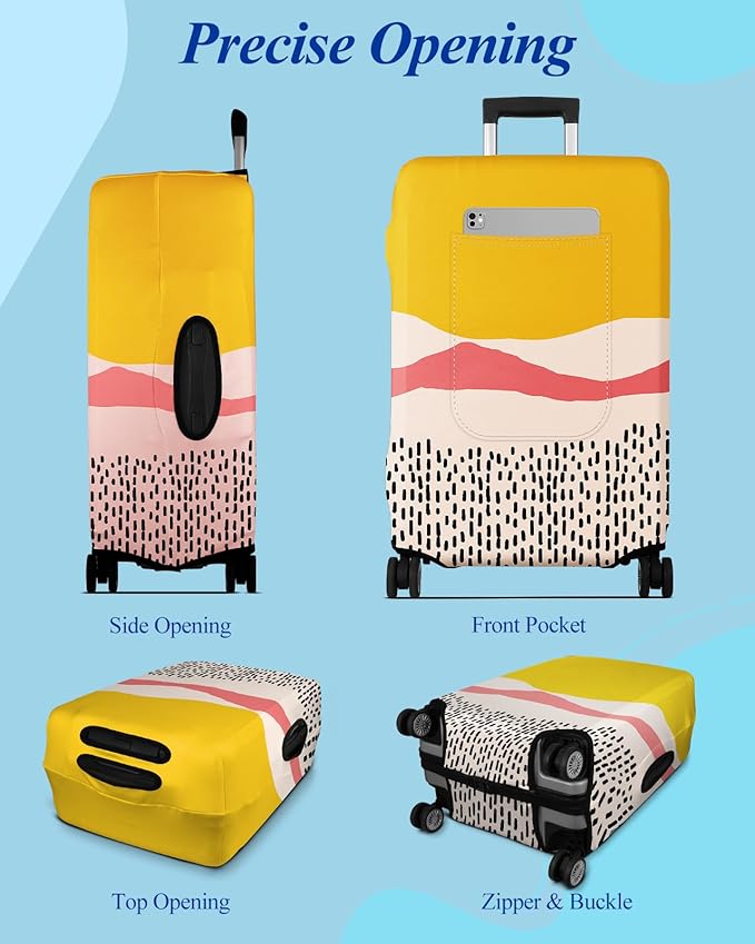 Slohif Luggage Cover for Suitcase Tsa Approved Protector - Luggage Sleeve Large Suit Case Cover Travel Stretch Baggage Case Protective Washable Fit 24-27 Inch Patchwork M
