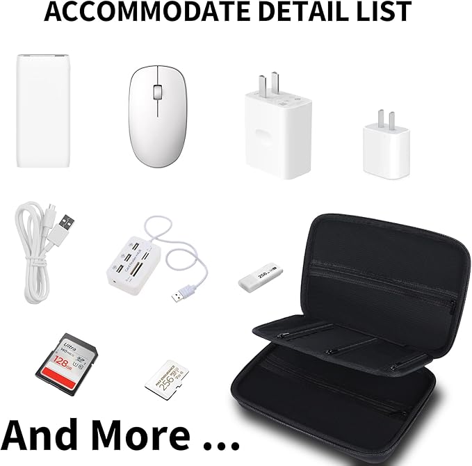 Electronic Organizer Travel Case for MacBook Power Adapter Chargers Cables Tech Organizer Hard Drive USB Flash Disk SD Card Cord Portable Electronics Accessories Bag - Large