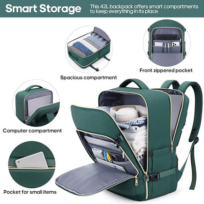 Luggage Sets 3 Piece, Carry On Luggage 20In With Spinner Wheels,PC Hardside Suitcase Set with TSA Lock,Durable Carry On Suitcase With Travel Backpack for Men (Dark Green, 3 piece set (BP/20inch))