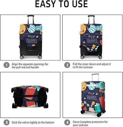 World Landmarks Travel Luggage Cover, Travel-Themed Suitcase Protector Stretchable, Washable Travel Suitcase Cover (M for 22-24 Inch Luggage)