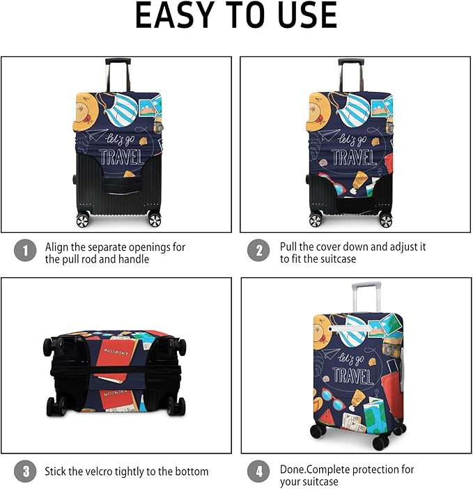 World Landmarks Travel Luggage Cover, Travel-Themed Suitcase Protector Stretchable, Washable Travel Suitcase Cover (S for 18-20 Inch Luggage)