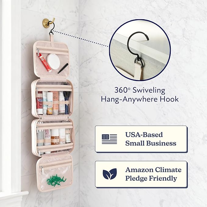 VANDEL Waterproof Hanging Toiletry Bag for Travelling, Hanging Makeup Organizer Bag, Cosmetic Travel Bags for Women Travel Toiletry Bags, Makeup Case Toiletries Organizer Hygiene Bathroom Shower Caddy