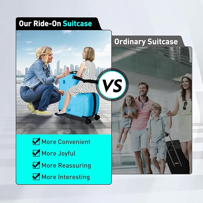 20"Kids Luggage Portable Kids Suitcase Children's Ride On Trolley Rolling Luggage with Wheels Carry Trolley Luggage with Password Lock Waterproof Kids Suitcases for Boys Girls Small Suitcase ABS+PC