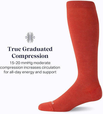 Comrad Recycled Cotton Knee High Socks - 15-20mmHg Graduated Compression Socks - Soft & Breathable Support Socks, Unisex