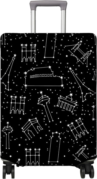 Travel Luggage Cover Suitcase Protector Fits 18-32 Inch Wheel Covers PatternedTravel Related Items Flower Luggage Protector Elastic M